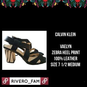 CALVIN KLEIN | VAELYN | ZEBRA PRINT SANDALS | 100% LEATHER | SIZE 7 1/2 MED